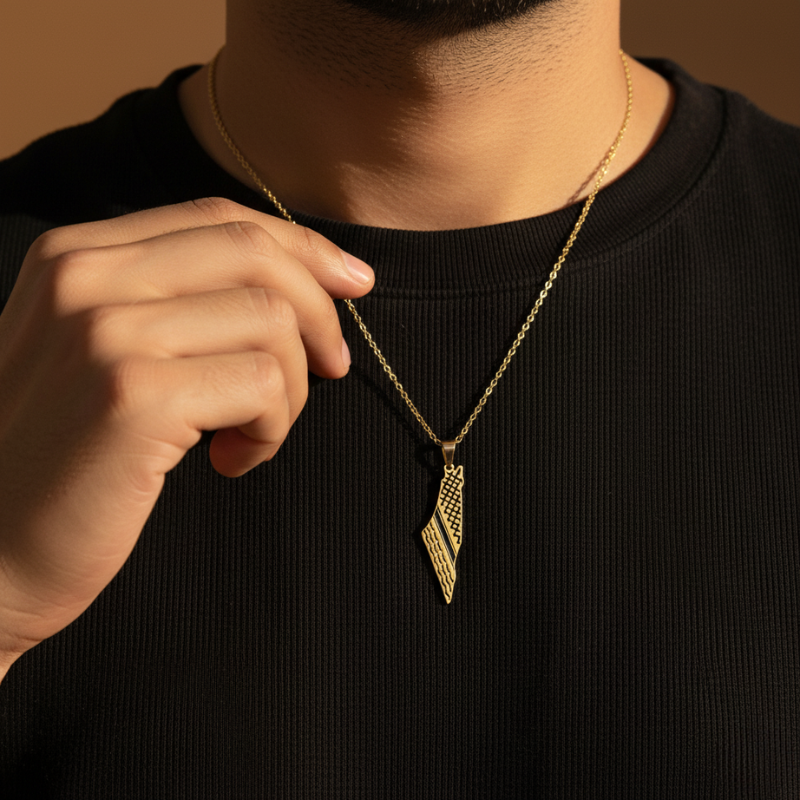 Palestine Keffiyeh Map Necklace