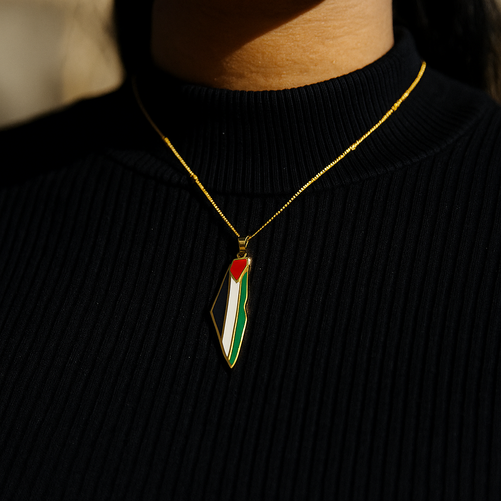 Palestine Pride Map Necklace