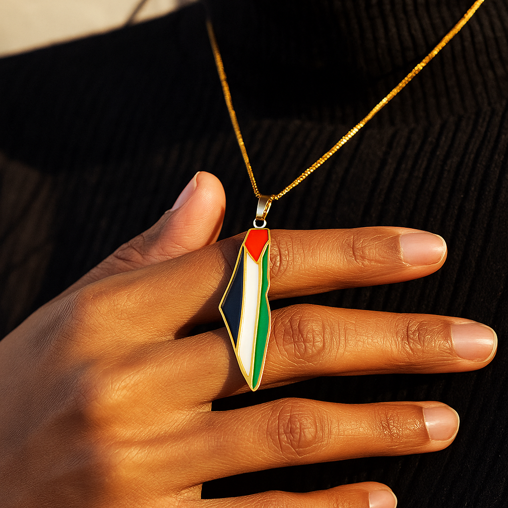 Palestine Pride Map Necklace