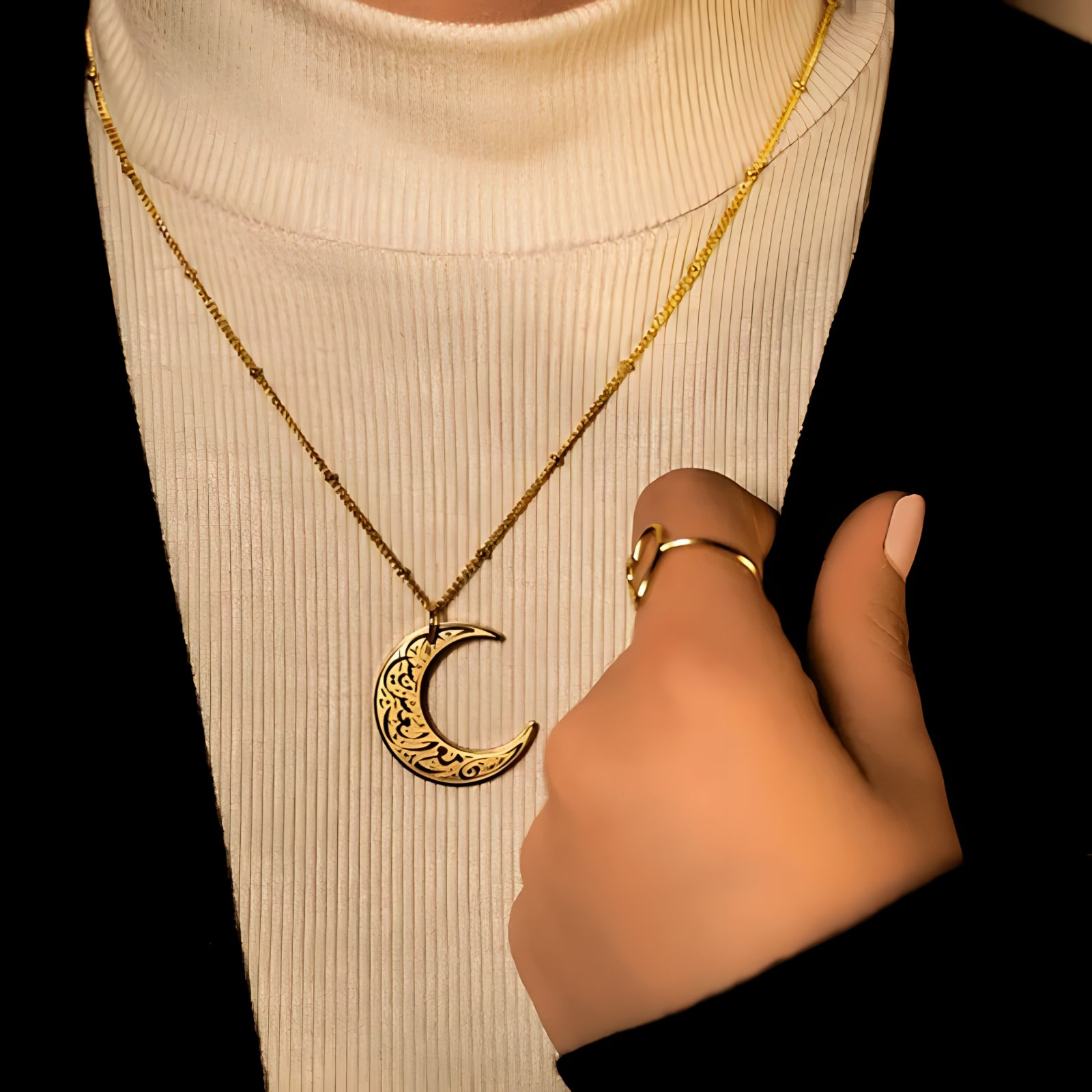 Hardship & Ease Crescent Necklace