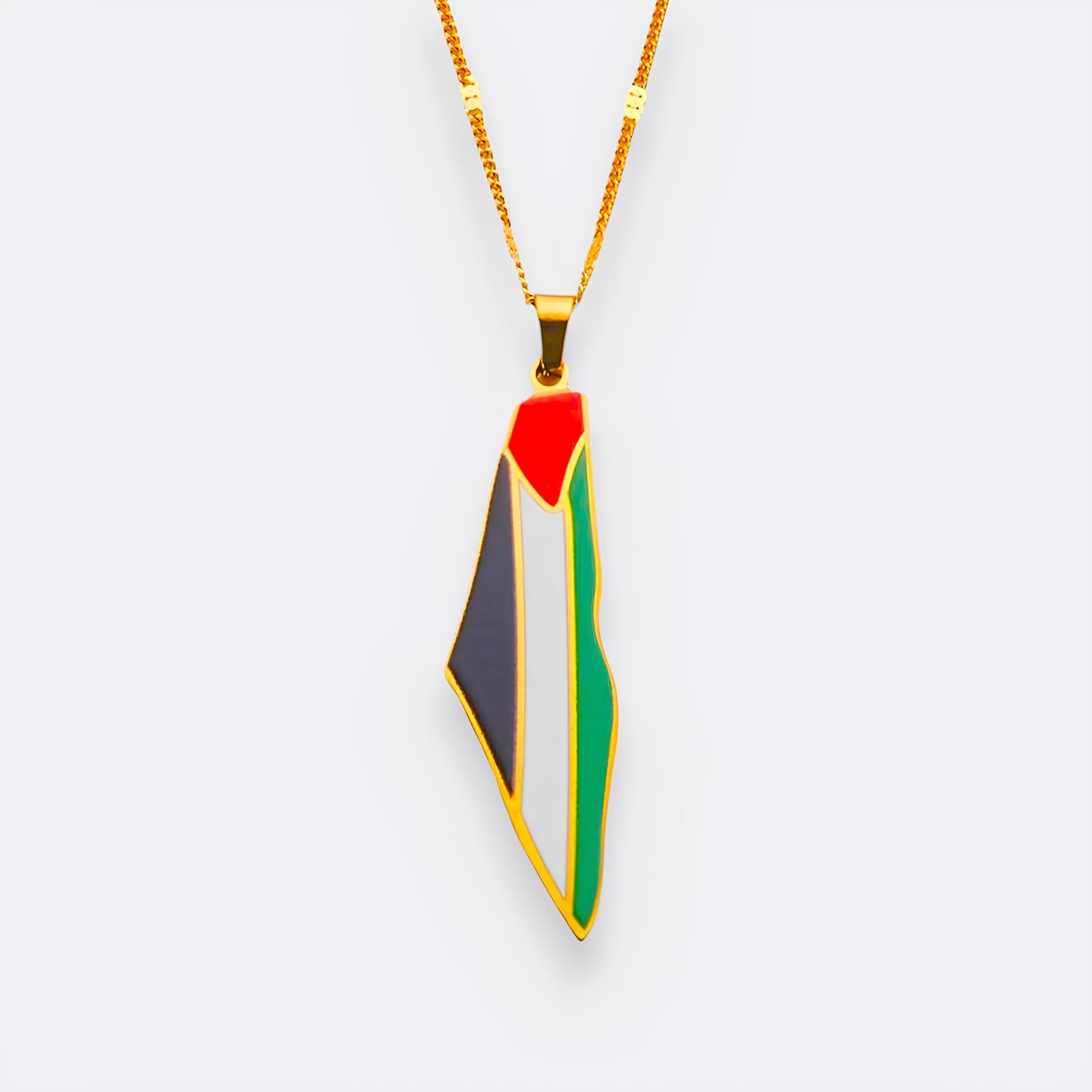 Palestine Pride Map Necklace