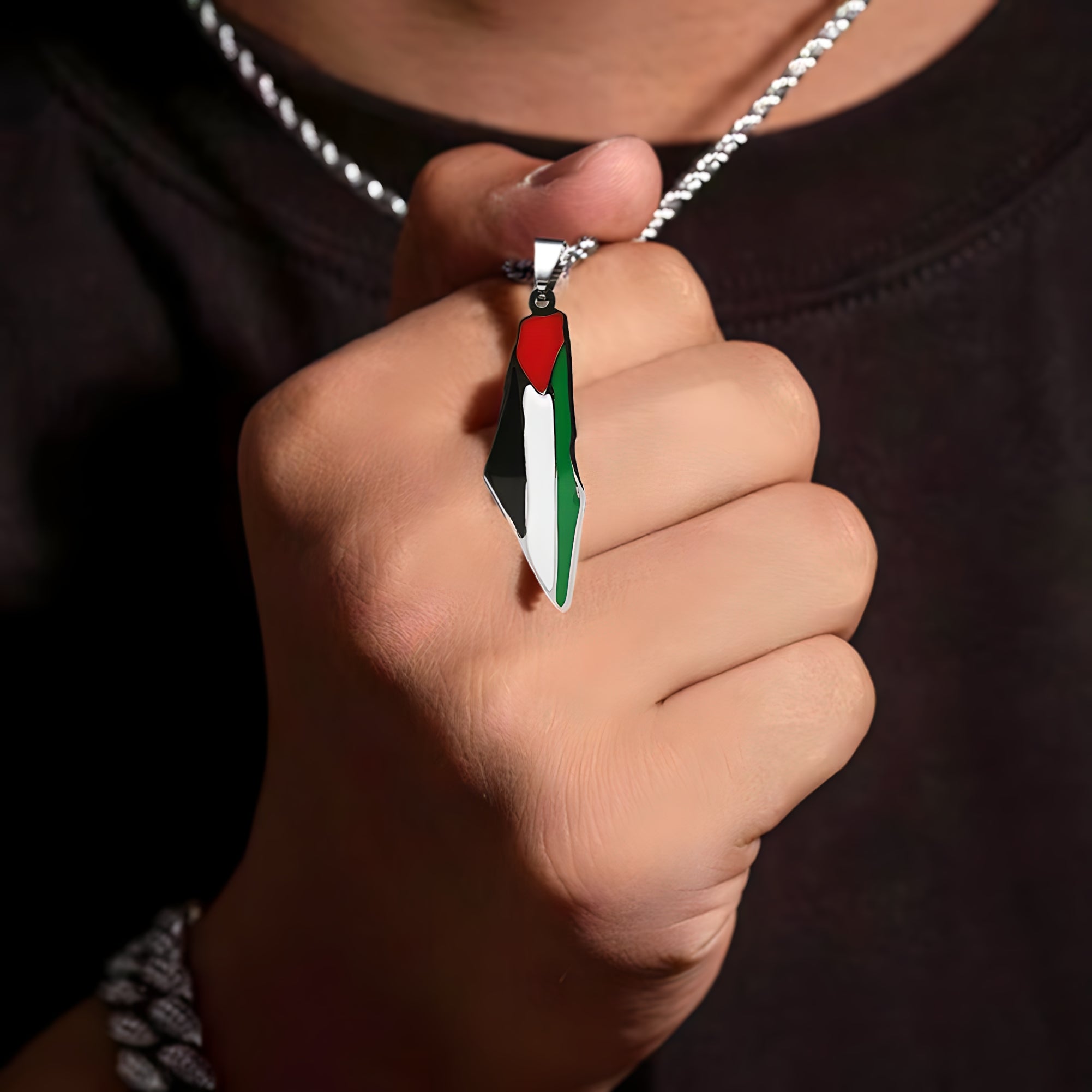 Palestine Pride Map Necklace